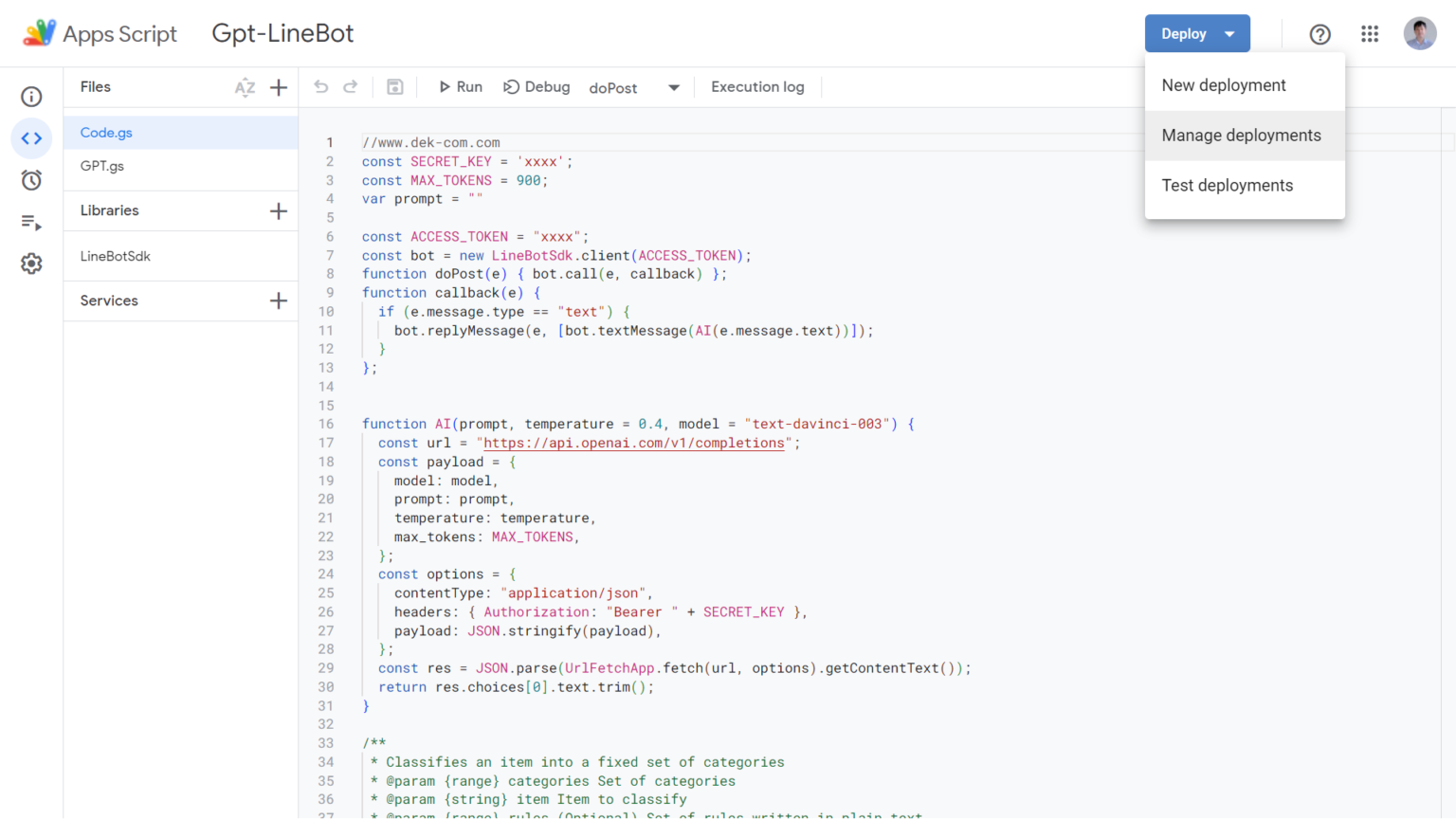 สอนทำ Line Bot + Chat GPT ด้วย Google Apps Script - เด็กคอม